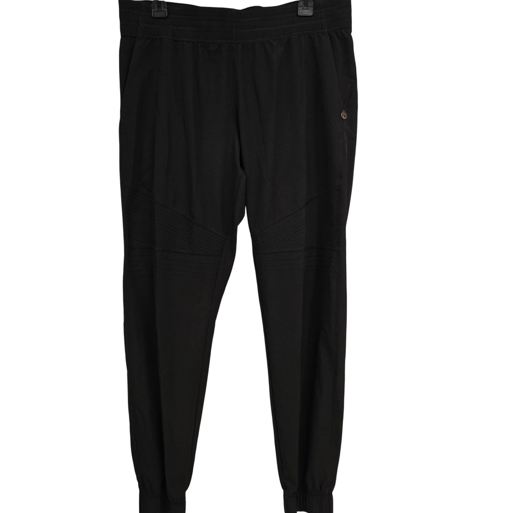 Kyodan Womens Black Moto Ribbed Knee Joggers Activewear‎ Pants Large L